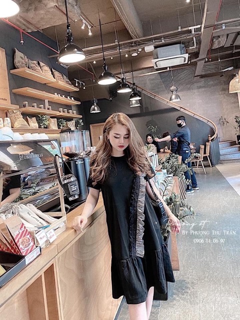 Váy cotton đuôi cá viền bèo