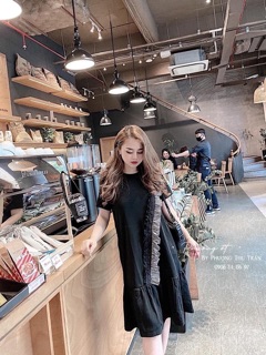 Váy cotton đuôi cá viền bèo