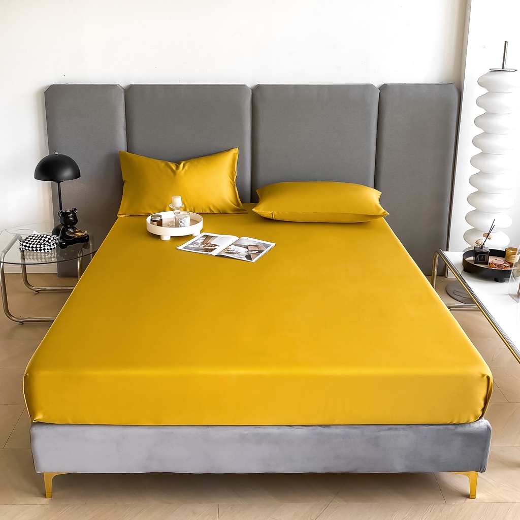 Bộ ga gối tencell 60s mềm mịn mát lạnh dành cho mùa hè-chất lụa siêu thoáng mát, miễn phí bo chun