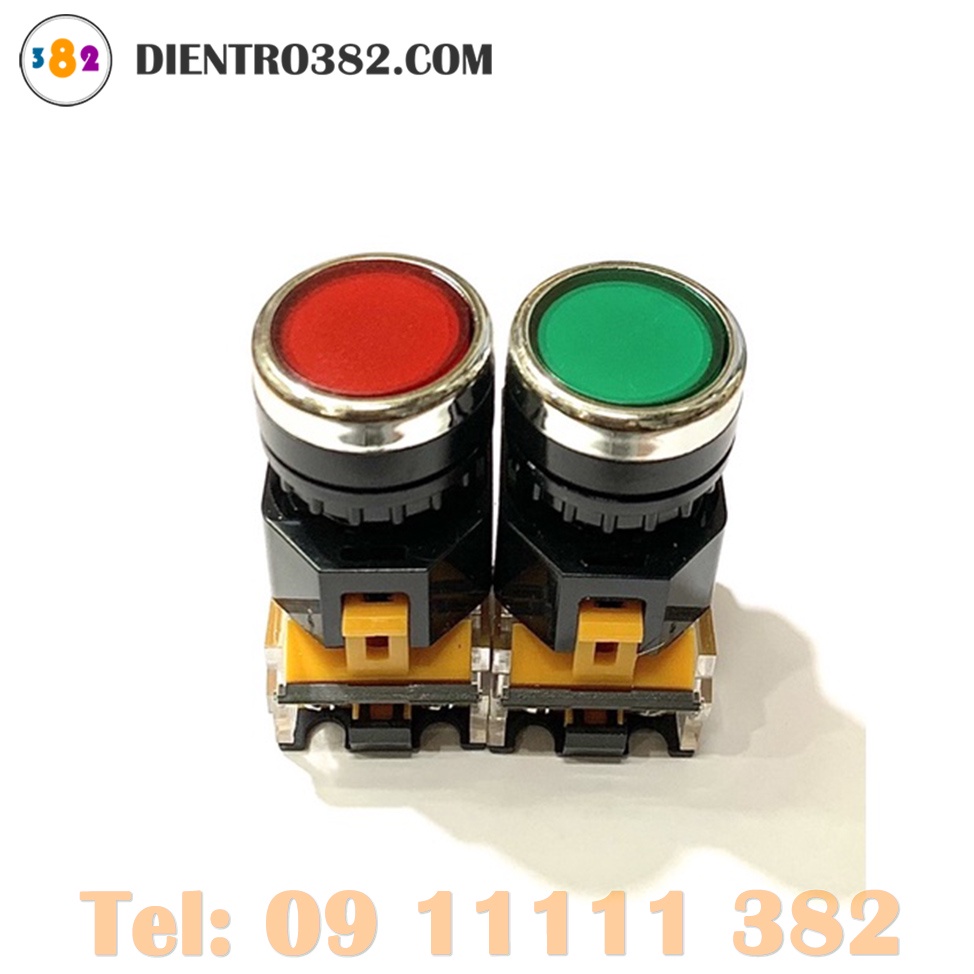 Nút nhấn nhả, nhấn giữ màu Xanh, Đỏ, Vàng  không đèn và có đèn Phi 22 CML LA39-11, CML LA38-11T, CML LA39-11D