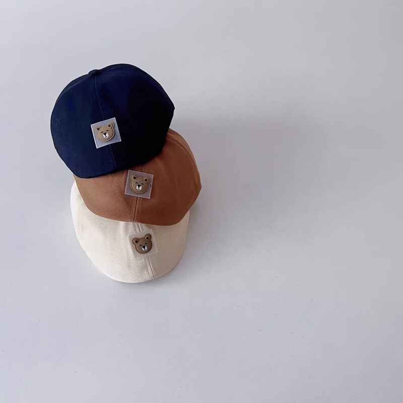 Mũ beret chất kaki hình gấu dễ thương cho bé 2-7 tuổi