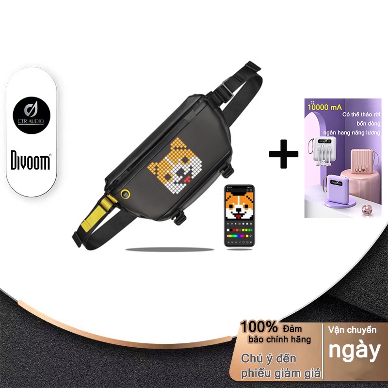 Màn hình LED của Túi đeo chéo Divoom Pixoo Slingbag Túi đeo vai chống nước đeo chéo, Ứng dụng Divoom tích hợp