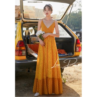 ầm maxi hoa hai dây bi cột lưng đuôi cá LUA DESIGN M2000