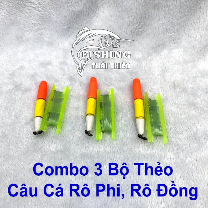 Combo 3 Bộ Thẻo Câu Cá Rô Phi, Rô Đồng Tóm Sẵn Gồm Dây Phao Chì Lưỡi Siêu Bén Bền Dùng Cần Tay Câu Sông Tự Nhiên