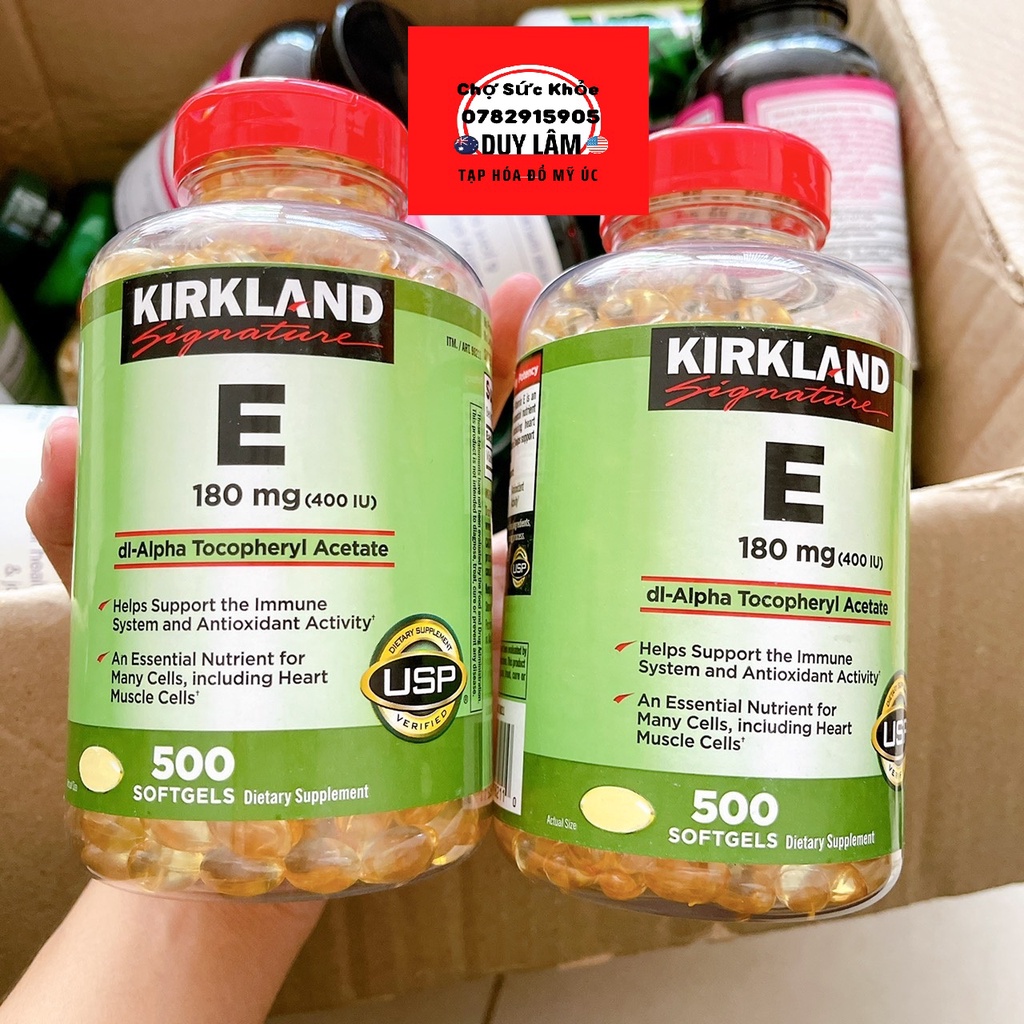 Kirkland E 500 viên bổ sung vitamin cho da chống lão hóa, nếp nhăn lấy lại thanh xuân
