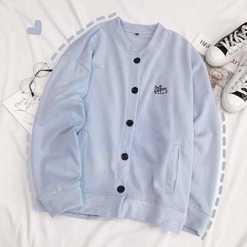 Áo khoác cardigan unisex form rộng nam nữ hình con gấu chất nỉ ngoại bao đẹp