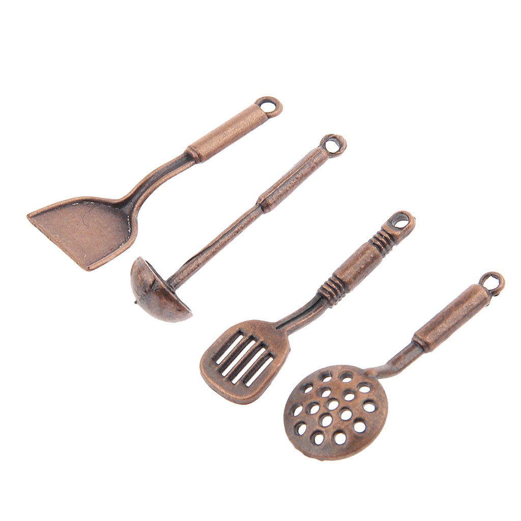 Bộ 5 Mô Hình Đồ Dùng Nhà Bếp Bằng Kim Loại Đồng Tỷ Lệ 1: 12 Độc Đáo Trang Trí Nhà Búp Bê