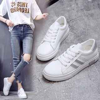 Adidas!Sẵn sàng! Giày Thể Thao Cổ Thấp Chất Liệu Canvas Thoáng Khí Cho Nữ