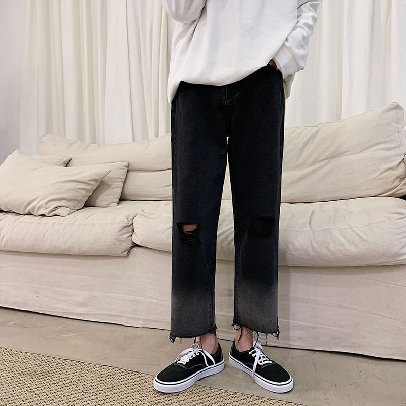 (hot) Quần Baggy Nam Rách phong cách - quần bò nam(ống rộng tua)