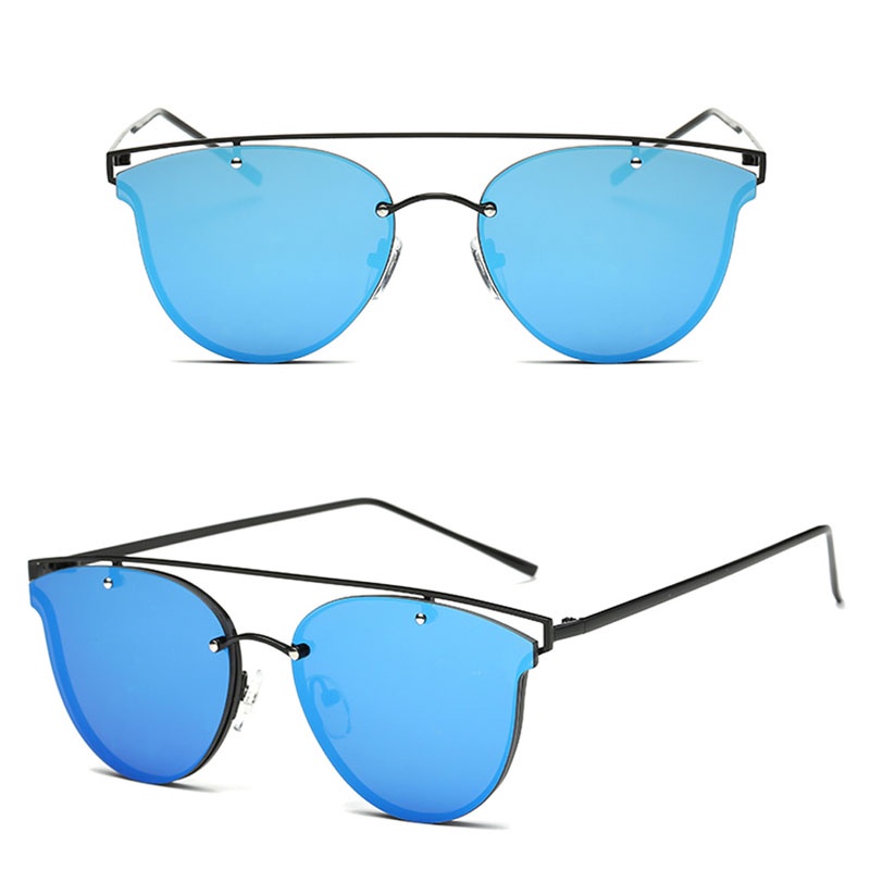 Kính Mát Gọng Kim Loại Tròng Phẳng Phong Cách Vintage Thể Thao Cho Nữ