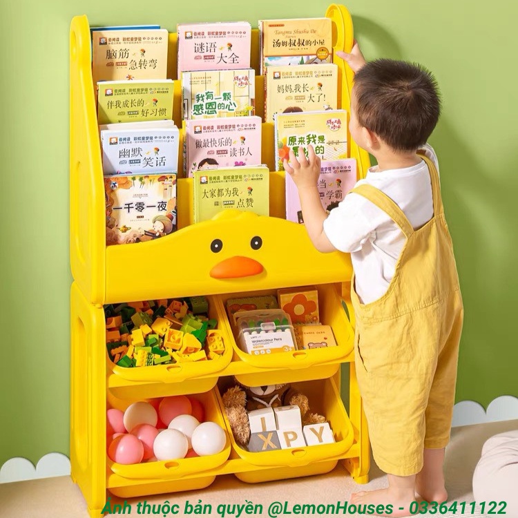 Kệ sách, giá sách, giá đựng đồ chơi Vịt vàng đáng yêu chất lượng cao cấp