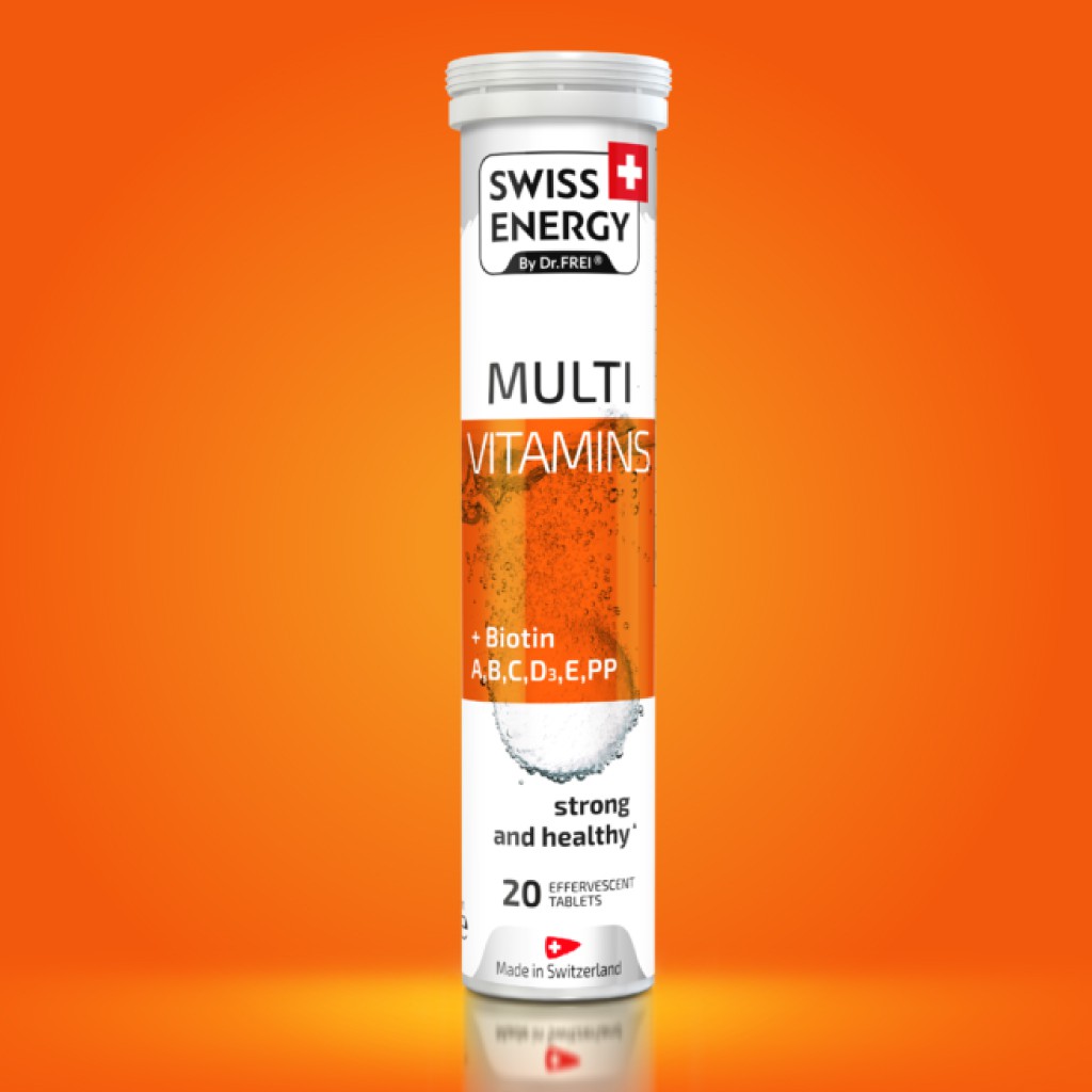 [Free ship] Viên sủi tăng sức đề kháng, hỗ trợ đẹp da và tóc Swiss Energy Multi Vitamins + Biotin (Tuýp 20 viên)
