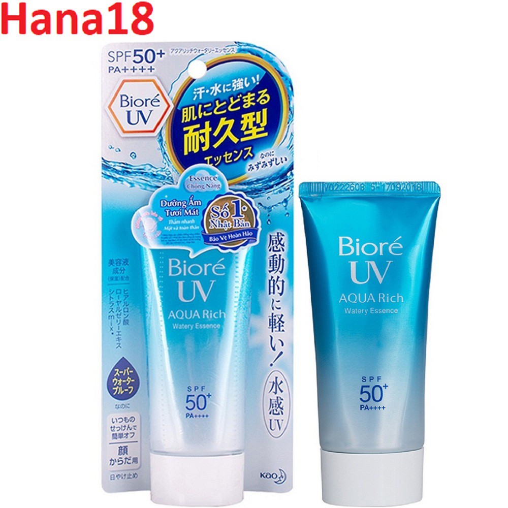 Kem Chống Nắng Bioré Dưỡng Ẩm SPF50 PA ++++ 50g UV Aqua Rich Watery Essence Hana18 cung cấp hàng 100% chính hãng