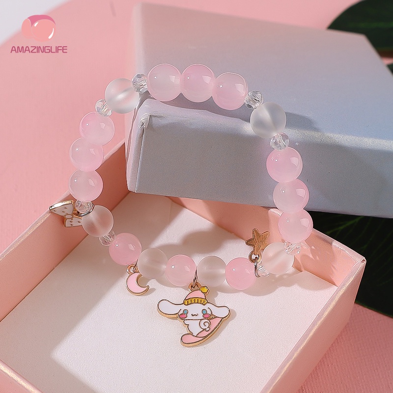 [Amazinglife] Vòng Tay Hạt Pha Lê Mặt Hình Động Vật / Ngôi Sao / Mặt Trăng Trong Suốt Phong Cách Hàn Quốc Cho Nữ