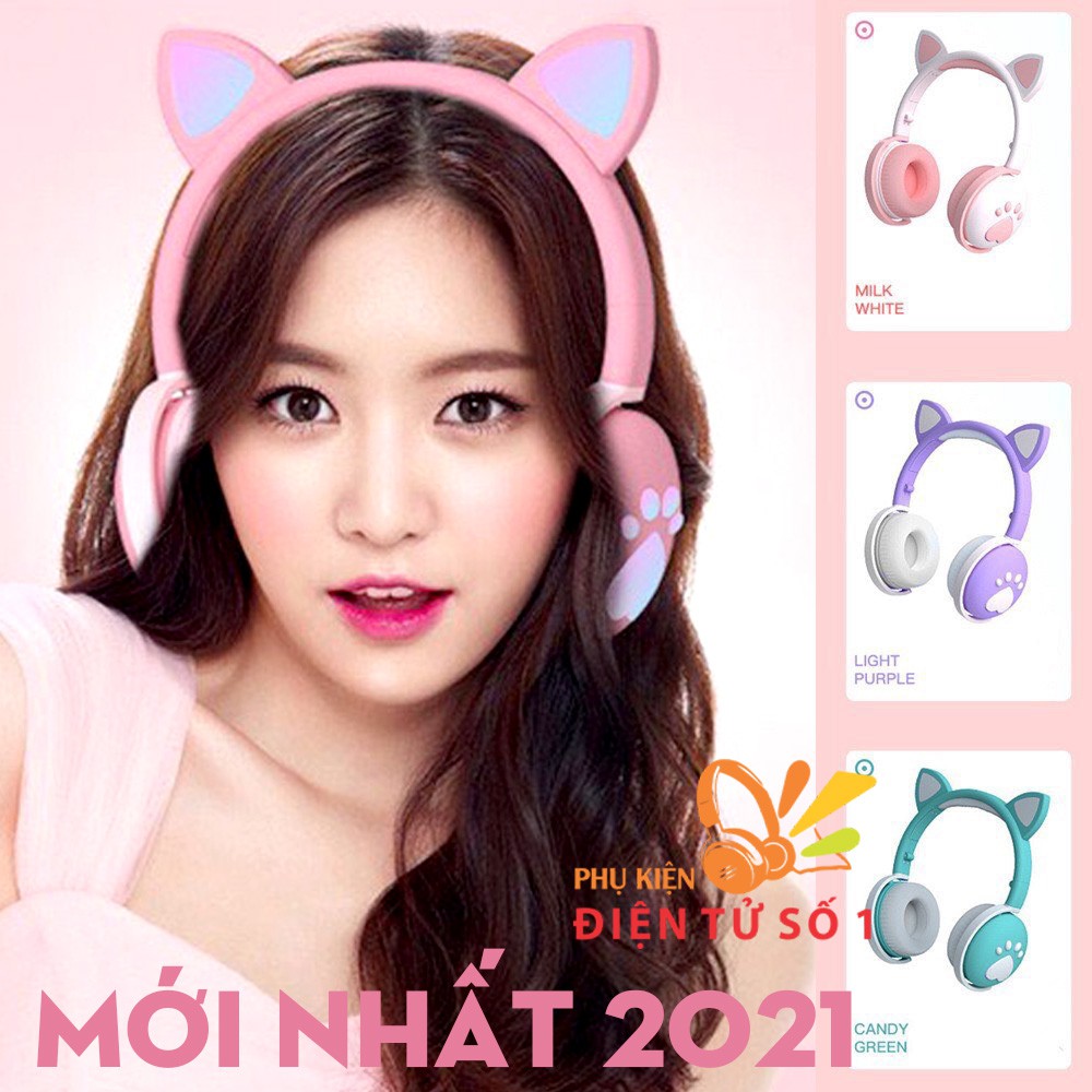 [Hotrend 2021] Tai nghe tai mèo ME2 | tai nghe chụp tai mèo có mic, led đổi màu tắt chủ động