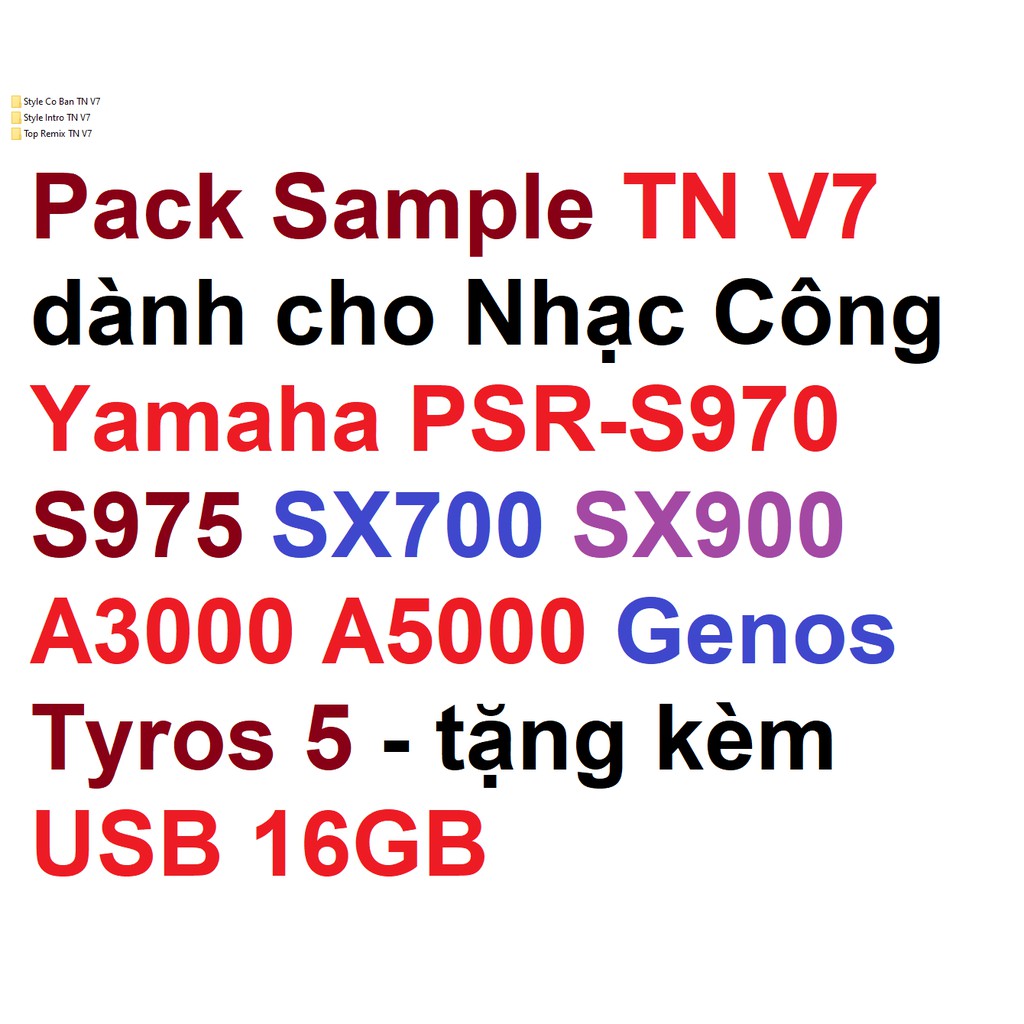 Pack Sample TN V7 dành cho nhạc công Yamaha PSR-S970 S975 SX700 SX900 A3000 A5000 Tyros 5 Genos - tặng kèm USB 16GB