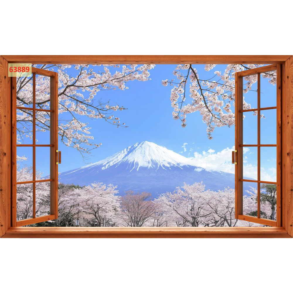 Tranh dán tường 3D khung cửa sổ sang trọng, lịch sự mẫu mã đẹp mắt, phù hợp nhiều không gian