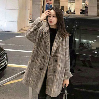 Áo khoác dạ vest nữ kẻ sọc