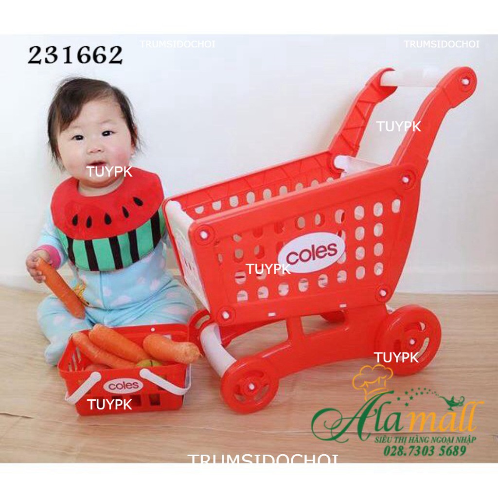 HÀNG CHUẨN- Đồ chơi Xe đẩy siêu thị  cho bé (Không kèm phụ kiện, rau củ)
