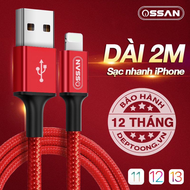 Dây cáp dù sạc nhanh cho iphone / ipad Ossan Lightning SUMO C1I100 C1I200