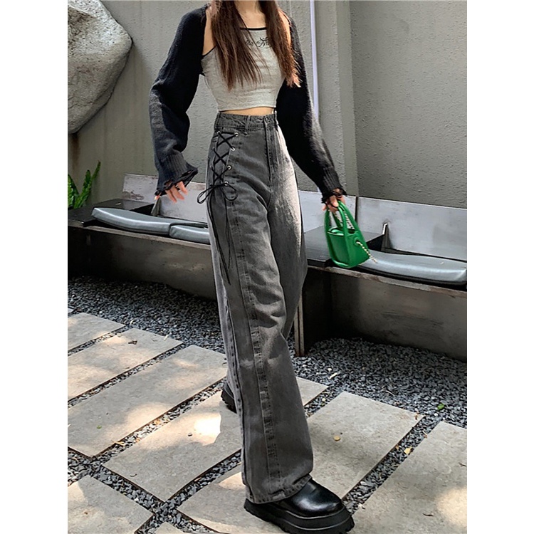 Quần Jean Nữ Đen Phối Dây Hàng Chuẩn loại 1 Mix Đồ Cực Chất QJ02