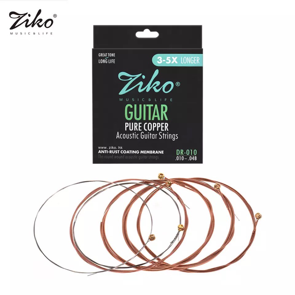 Bộ 6 Dây Đàn Guitar Acoustic Ziko  DR-010, DR011, DR012