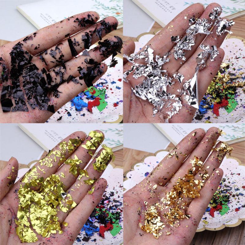 Bộ 100 lá kim loại mô phỏng giấy nhôm resin nhiều màu tùy chọn dùng làm đồ trang sức/tác phẩm nghệ thuật diy