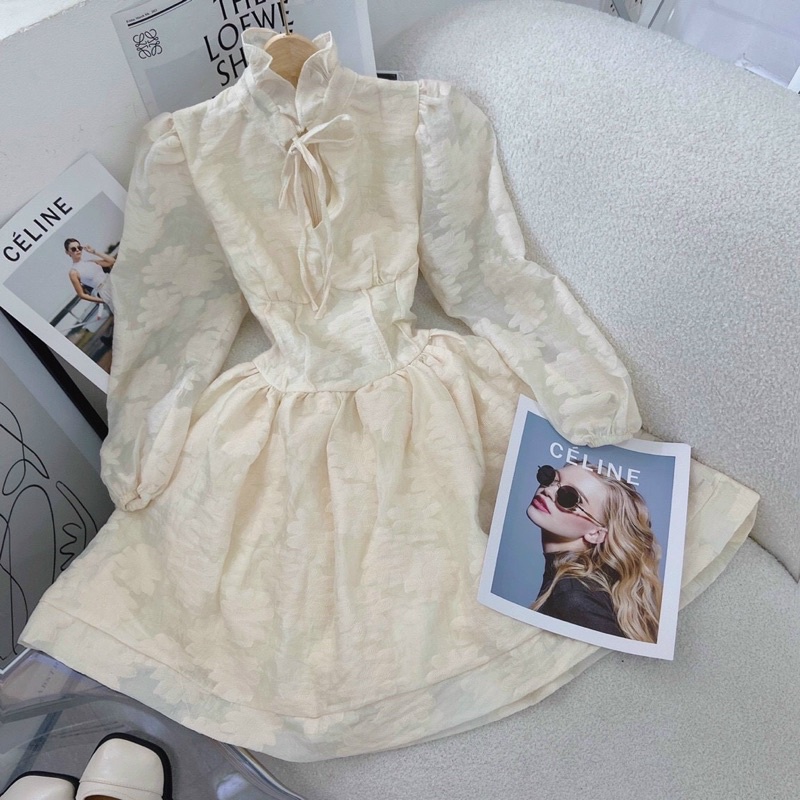 ❤Đầm hoa nổi cutout ngực tay dài ✨✨