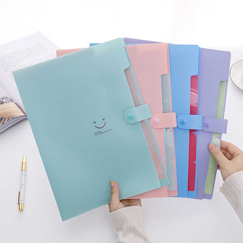 Bìa kẹp giấy đựng tài liệu khổ a4 nhiều ngăn hình mặt cười sáng tạo tiện lợi cho học sinh