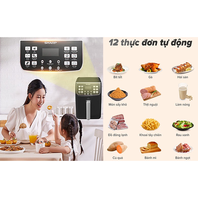 Nồi chiên không dầu Sharp KF-AF55EV-BK