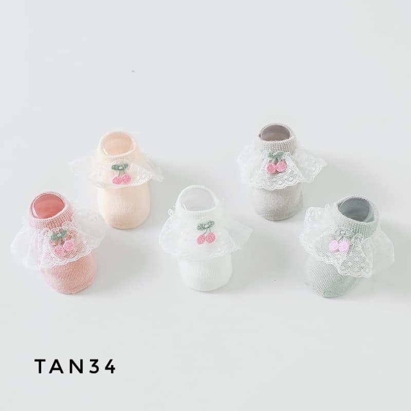 Tất cổ ngắn nơ cherry TAN34 cho bé