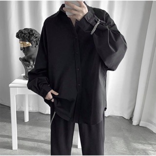 Áo Sơ Mi Đen và Trắng Unisex( ảnh thật)