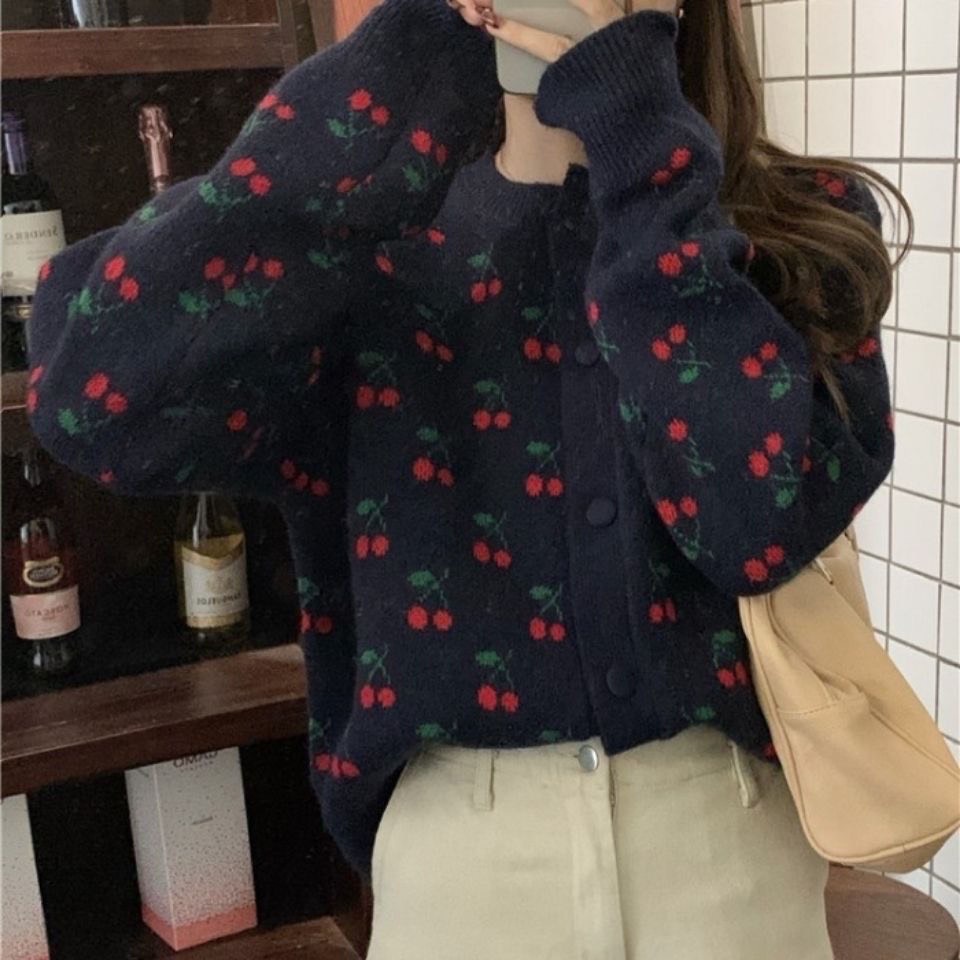 cardigan nữ áo khoác len hàn quốc croptop cổ chữ v - 111