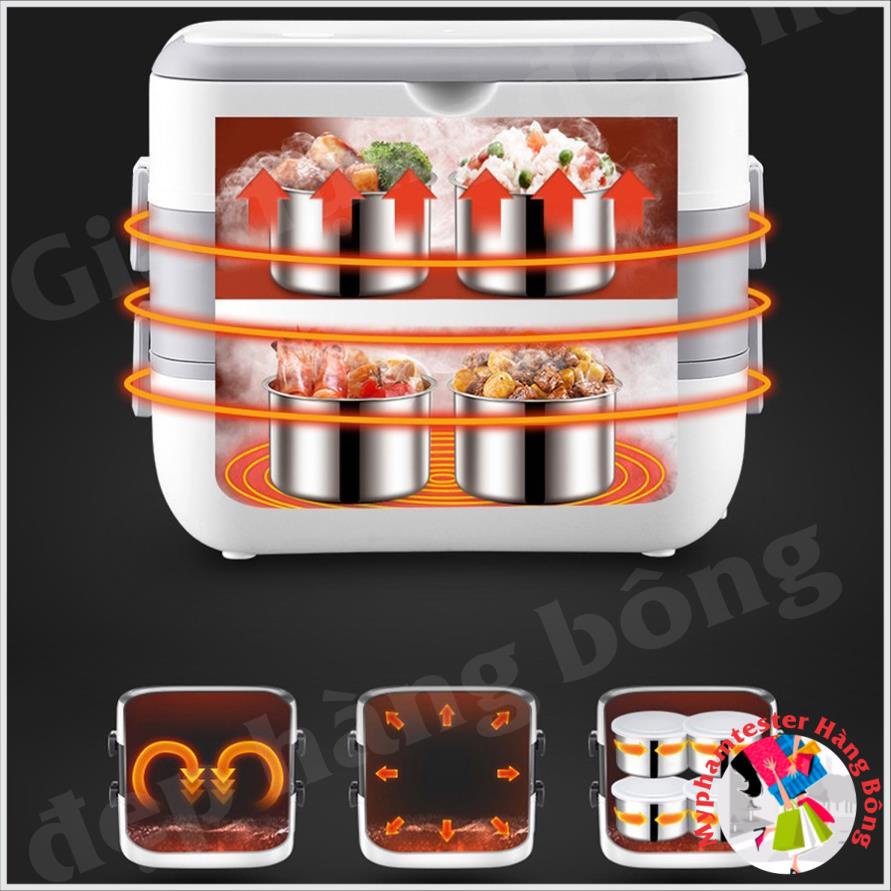 Hộp đựng cơm giữ nhiệt tự động nấu chín và hâm nóng thức ăn, đồ gia dụng thông minh tiện ích