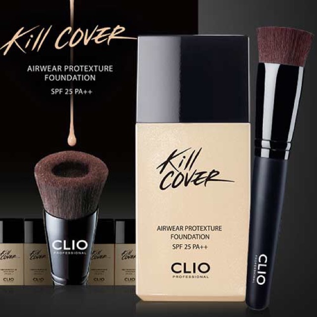 Set kem nền Clio KILL COVER Airwear Protexture Foundation SPF25 PA++