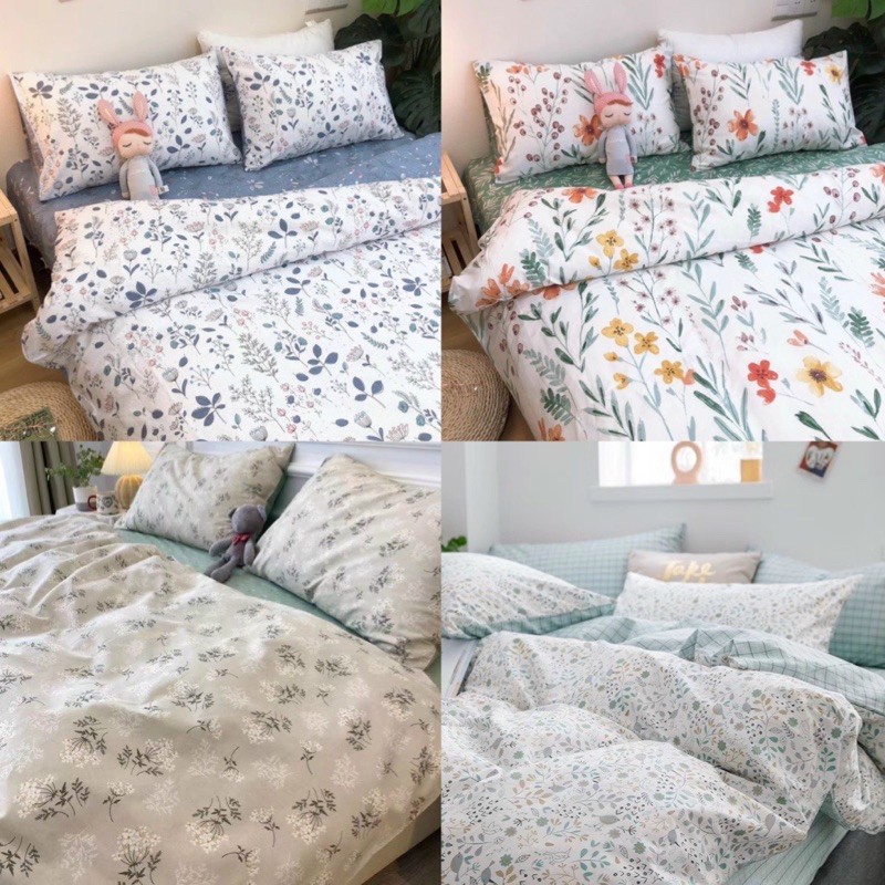 Set chăn ga cotton living hoa lá hot nhất năm.