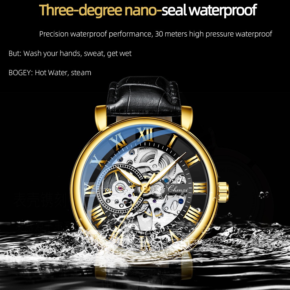 Đồng Hồ Cơ Chexi Chống Thấm Nước Dây Da Cho Nam