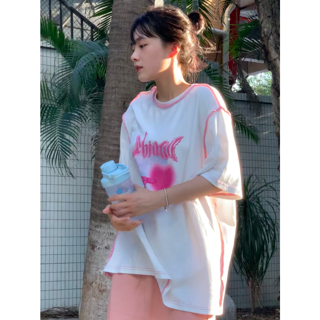 Áo Thun Nữ Ngắn Tay Dáng Rộng Phong Cách Hàn Quốc Mới