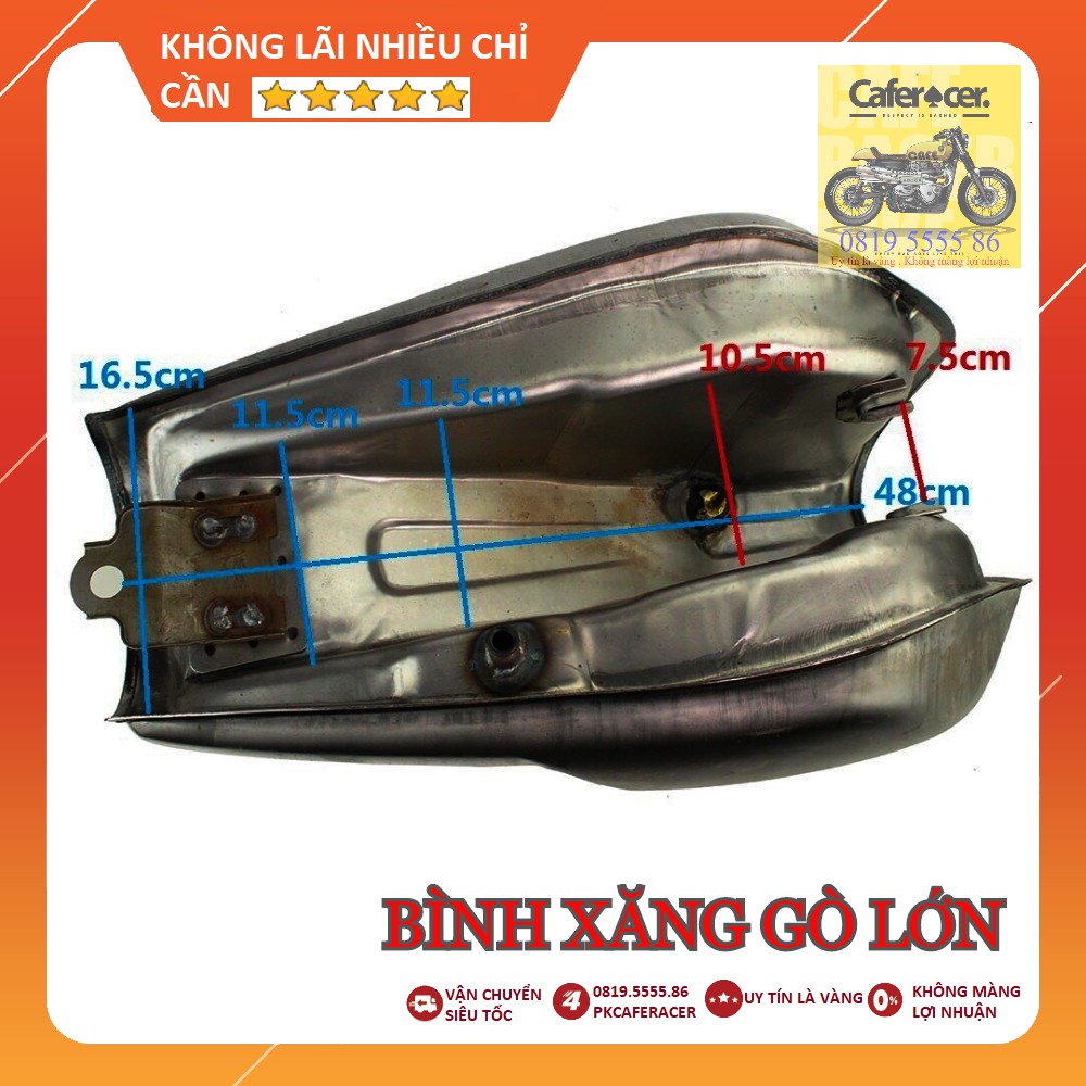 BÌNH XĂNG LỚN CLASSIC GÒ TO CHUYÊN ĐỘ CAFE RACER, TRACKER, BOBBER.| THÙNG XĂNG GÒ LỚN MỘC ,THÉP DÀY DẶN , CHƯA SƠN