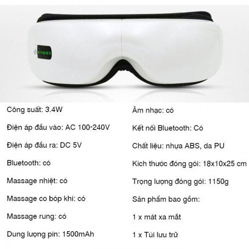 [Hàng mới] Máy massage mắt áp suất khí sưởi nóng Bluetooth Eye Care cải tiến mới