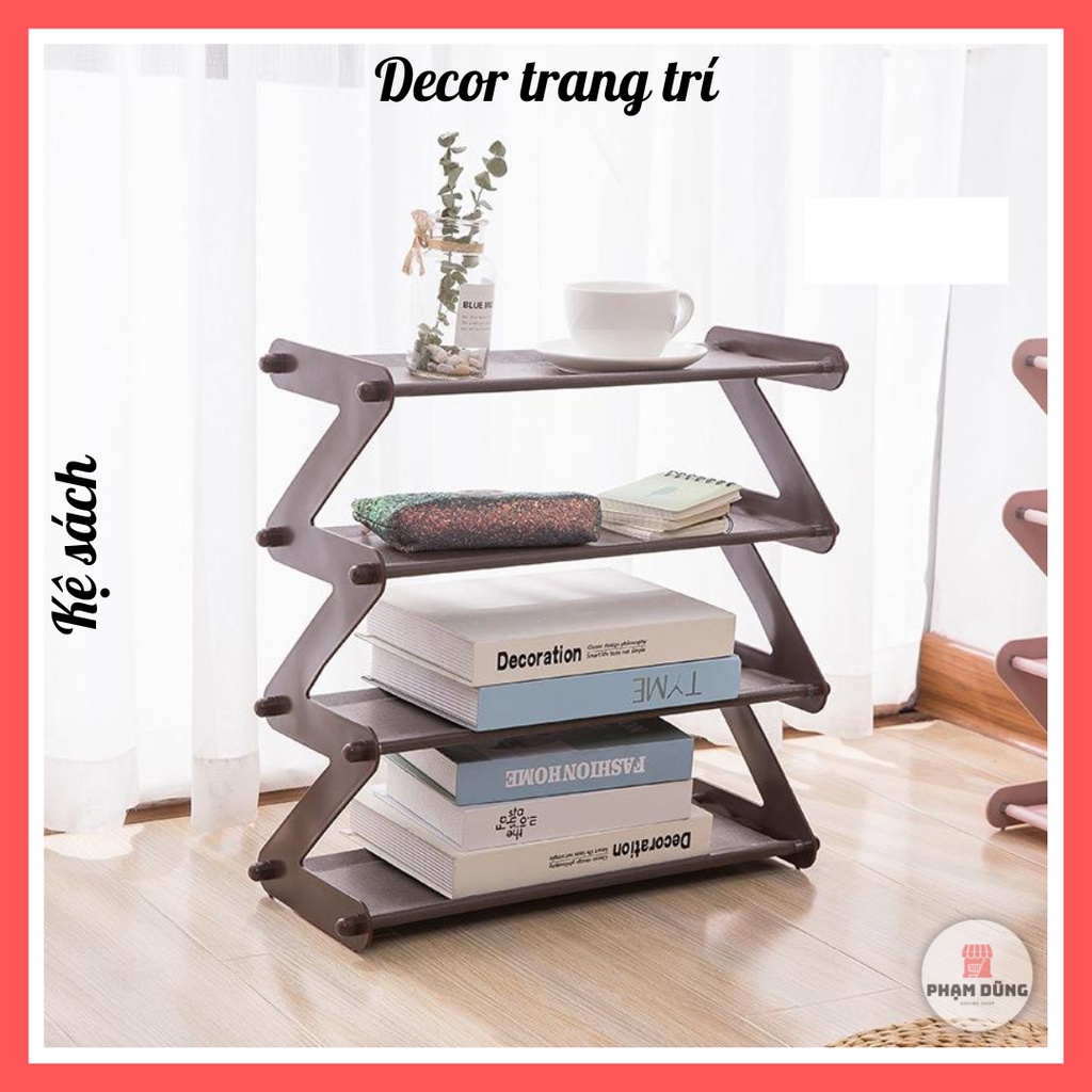 Kệ giày dép 4 tầng lắp ráp , kệ sách hình ziczac đa năng