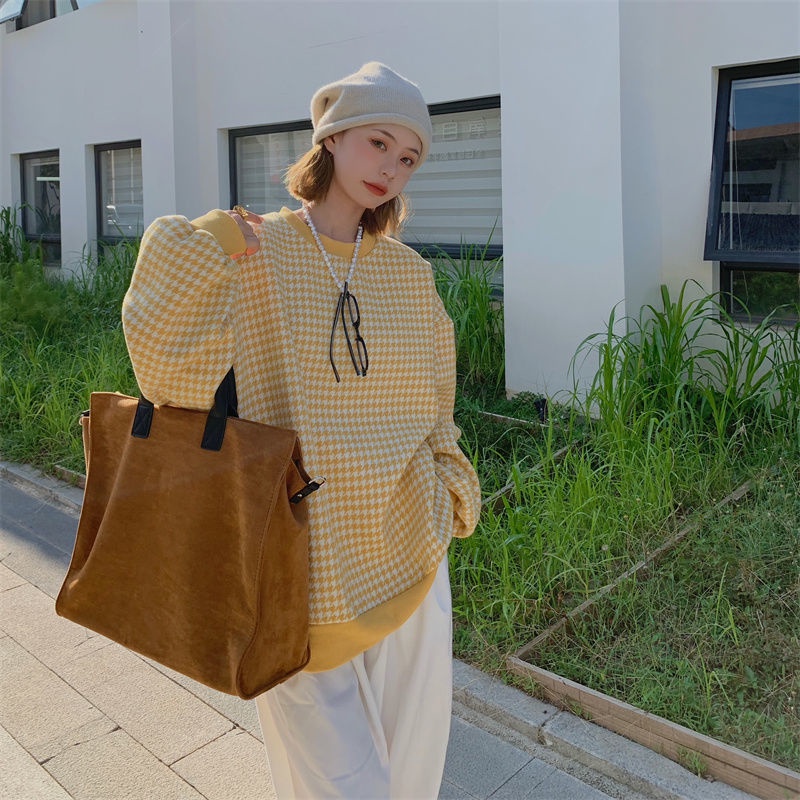 Áo nỉ nữ dài tay cổ tròn thời trang Hàn Quốc