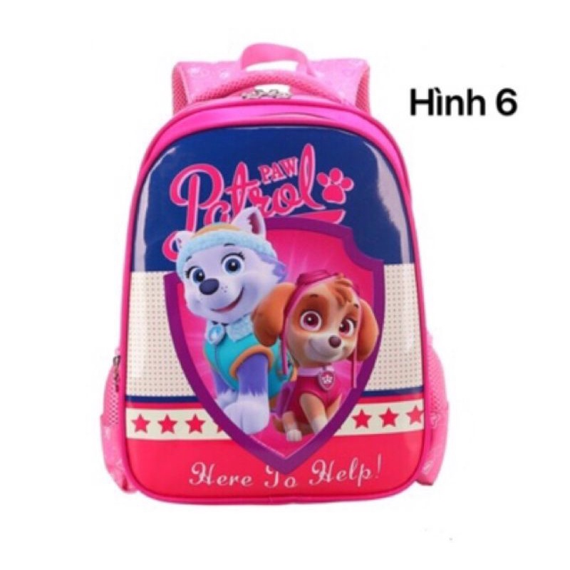 Ba lô trẻ em balo bé gái hoạt hình đội chó cứu hộ paw patrol hồng tiểu học lớp 1 - 3