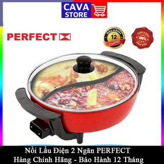 Nồi lẩu điện đa năng 2 ngăn Perfect PF-A2N chống dính công suất 1360w bảo hành 12 tháng màu đỏ