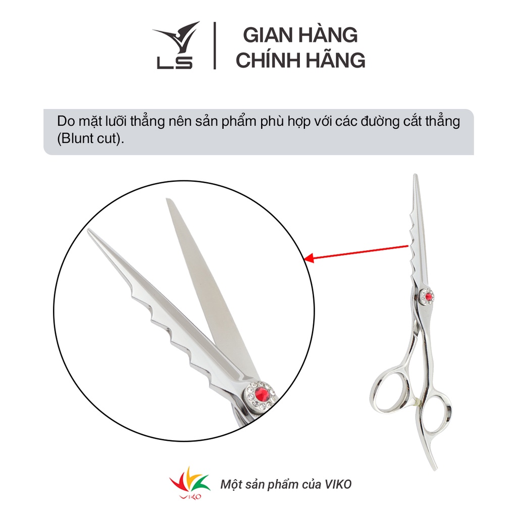 Combo 2 kéo cắt tỉa cao cấp VLS, Kéo cắt lưỡi thẳng có sống đặc biệt FA33/6.0, kéo tỉa kiểu răng độc đáo TA130
