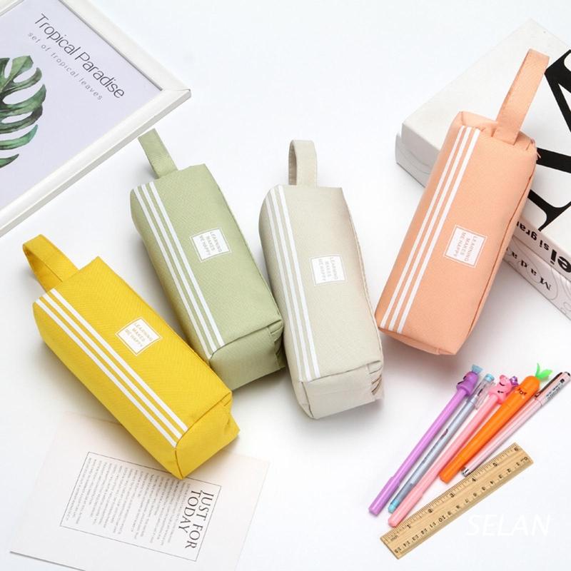 Túi Đựng Bút 2 Ngăn Sức Chứa Lớn Chất Liệu Canvas Cho Học Sinh