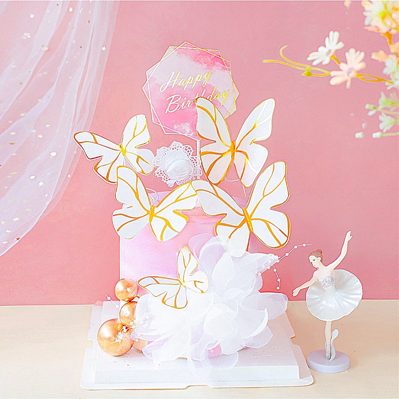 Phụ Kiện Trang Trí Bánh Kem Hình Bướm Nhiều Màu Dễ Thương