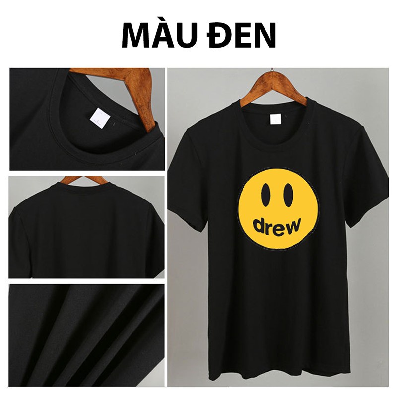 Áo Thun Tay Lỡ Drew Mặt Cười DEVIL STORE Unisex Nam Nữ Form Rộng Oversize Chất Cotton Co Giãn Áo Phông Nam Nữ