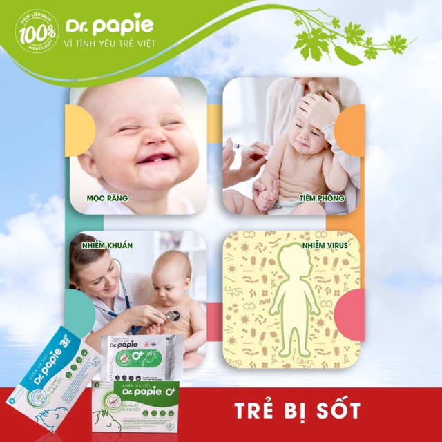 HỘP 5 GÓI KHĂN LAU HẠ SỐT TOÀN THÂN DR.PAPIE