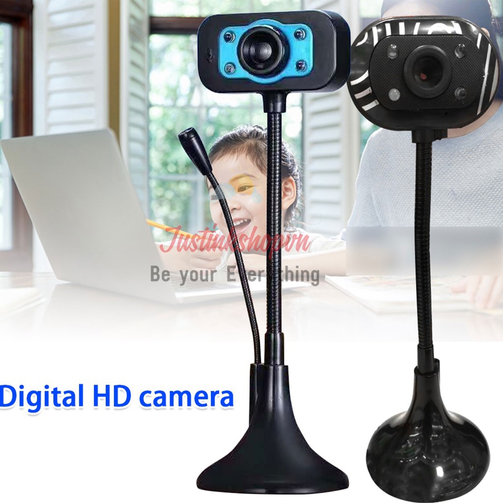 Webcam 720p HD USB Chân Cao 20cm Có Mic Có Đèn Làm Camera Quay Quan Sát Gói Hàng Lưu Trên Máy Tính - JLVQ-3982-WCHD